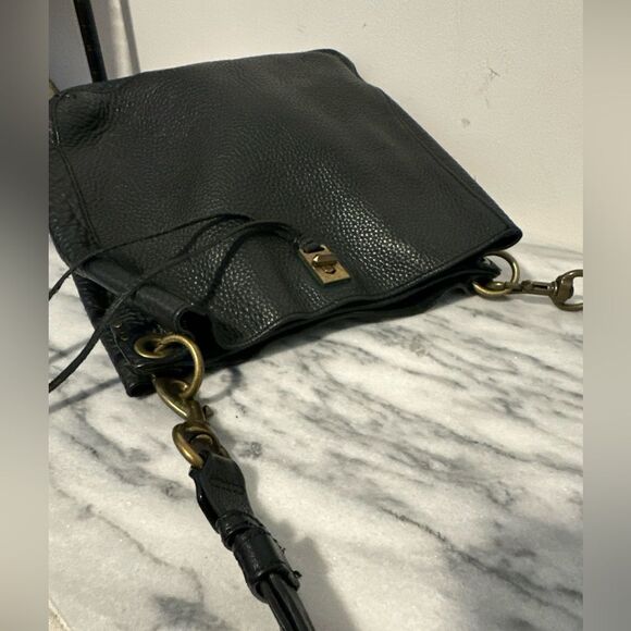 Rebecca Minkoff Black pebble Leather Darren hobo brass hardware women’s handbag - Picture 11 of 16